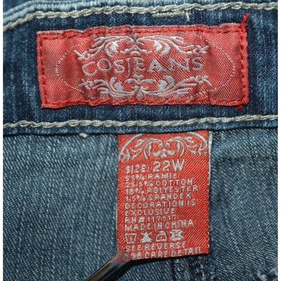 Cos Jeans Blue Denim Jeans Plus Size 22W Embroidered Boot Cut Stretch Western - Picture 9 of 10